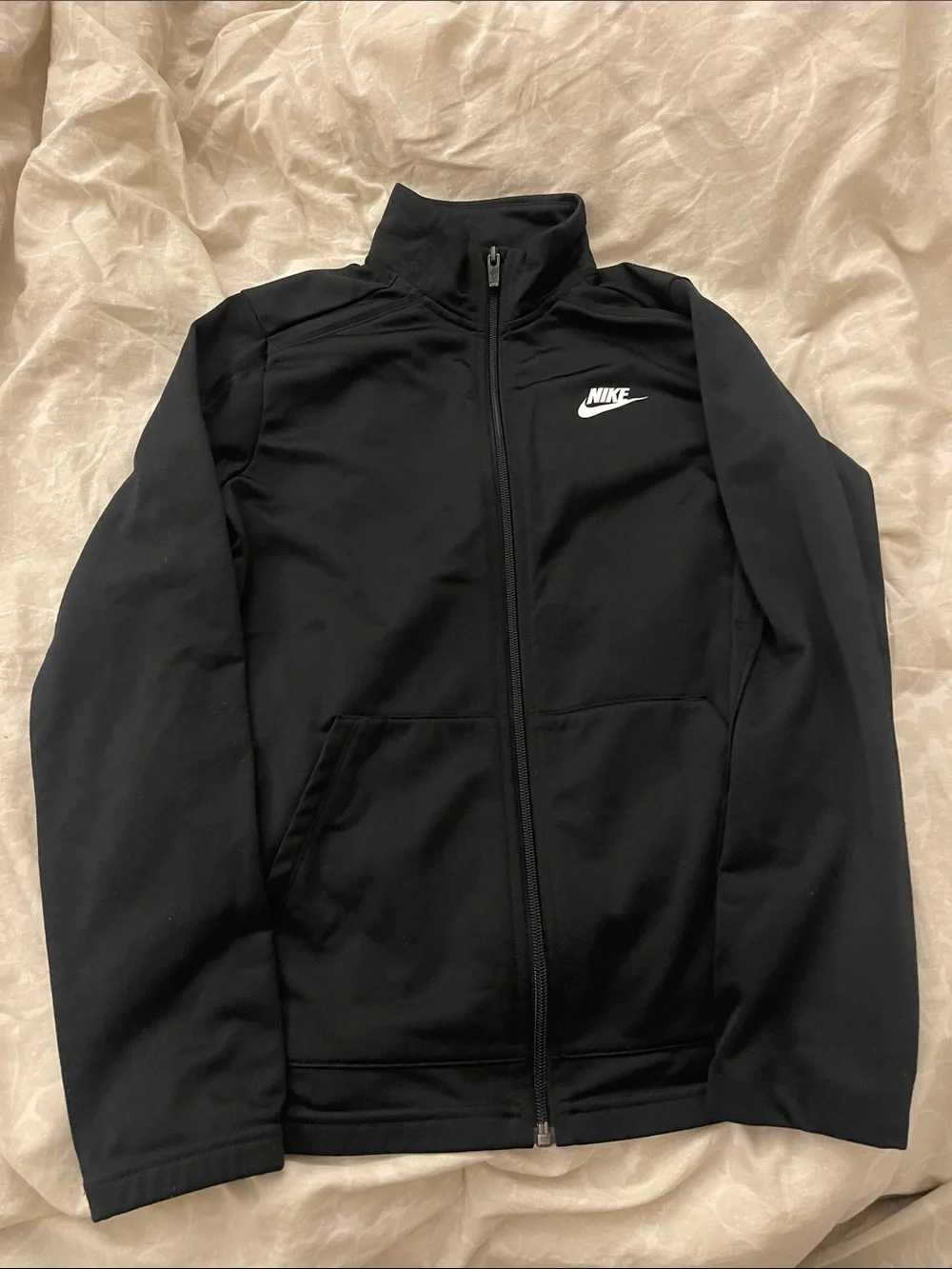 Nike Black Full-Zip Lightweight Jacket with White Swoosh